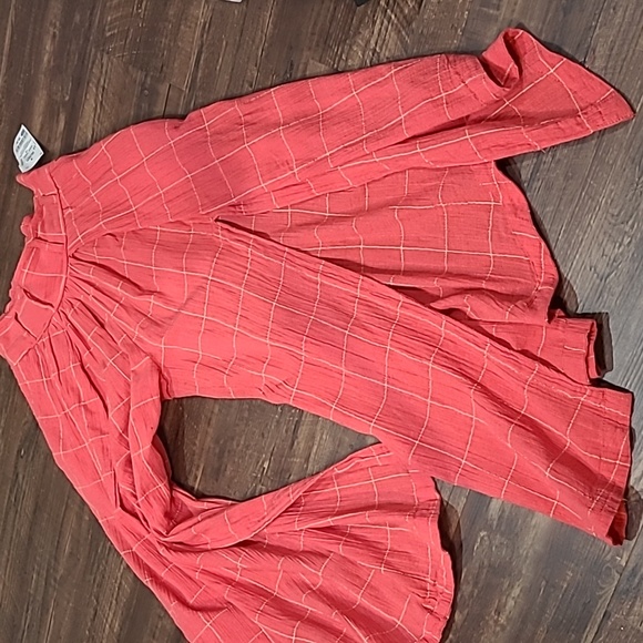 Free People Flowy Gauze Pant Split Skirt Coral XS NWOT - Picture 8 of 9